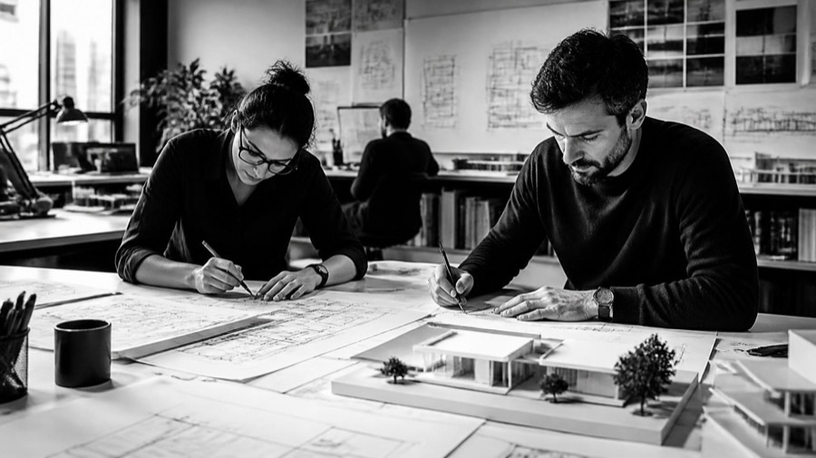 Architecten boven hun plannen